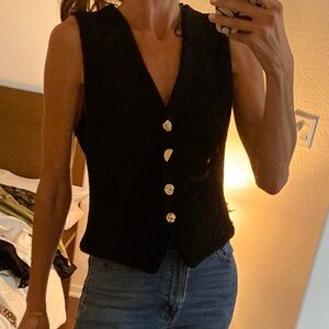 Zara Black Fitted Buttoned Blouse